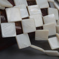 15x15mm天然贝壳正方形对角孔 DIY首饰