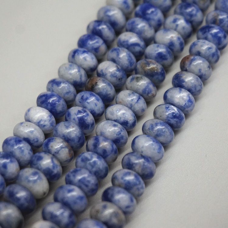 天然白点蓝算盘珠散珠 一条约70颗 DIY手链项链串珠材料