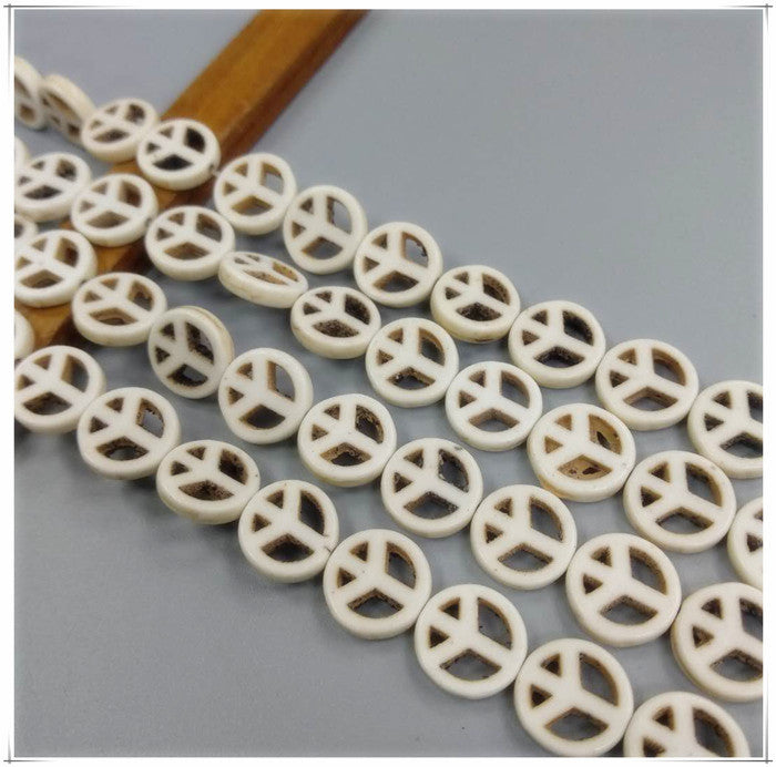 Peace Sign Turquoise Beads | 和平圈圆片 10mm/12mm | 白松石/蓝松石
