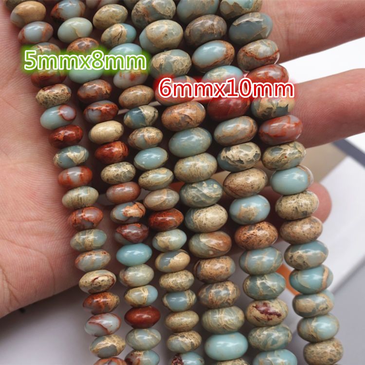 寿山石算盘珠散珠 5x8mm/6x10mm 天然蛇皮石圆珠 手链项链饰品DIY配件