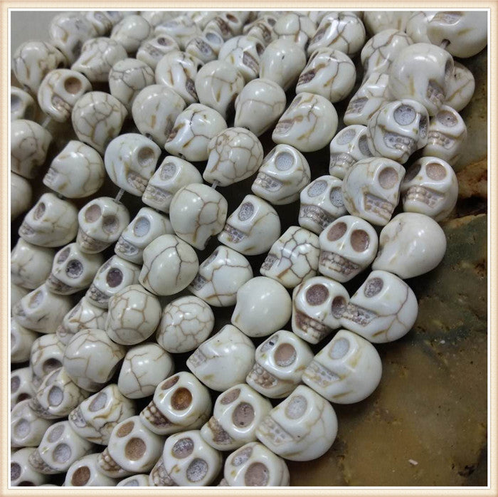 白色仿松石骷髅头散珠 DIY手工饰品配件 多尺寸8mm-15mm