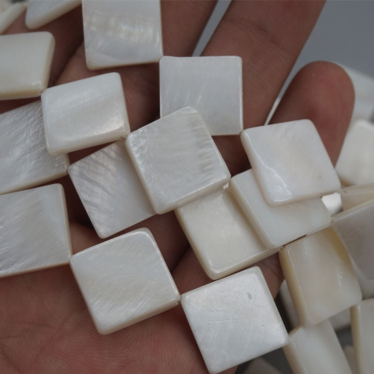 15x15mm天然贝壳正方形对角孔 DIY首饰