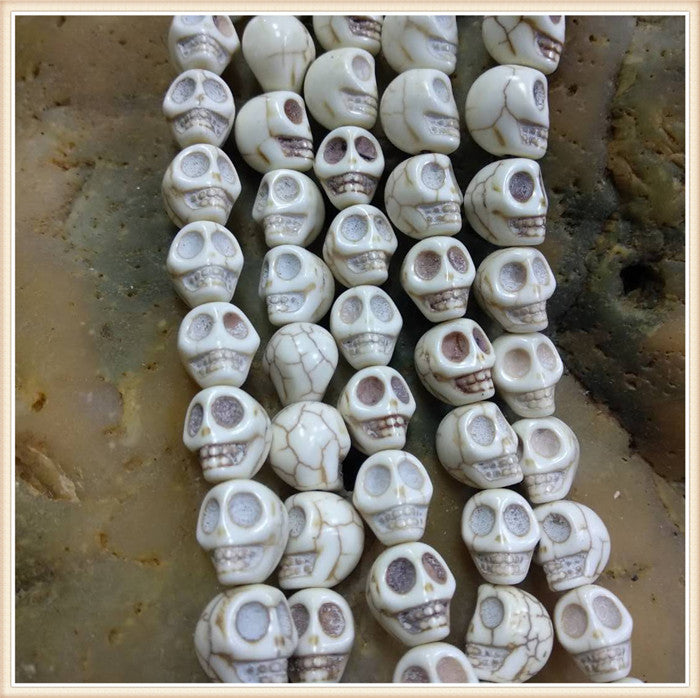 白色仿松石骷髅头散珠 DIY手工饰品配件 多尺寸8mm-15mm