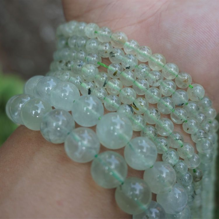 A级葡萄石水晶圆珠 DIY串珠首饰配件 6-12mm 约39cm/条
