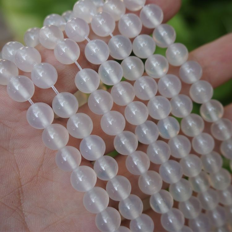 天然白玛瑙圆珠散珠 8mm/10mm DIY手链项链配件